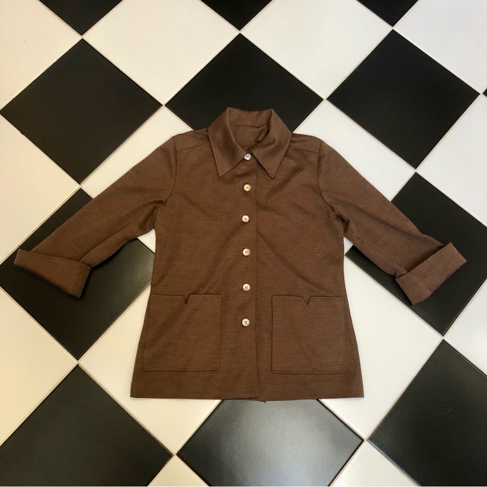 Vintage 60s 70s Graff California Wear Dagger Collar Sweater Lightweight Jacket M